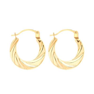 Chiseled Hoop Earrings in 375/1000 Yellow Gold - Emanessence