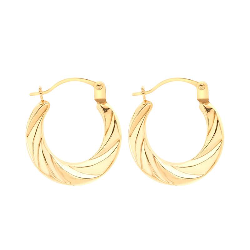 Chiseled Hoop Earrings in 375/1000 Yellow Gold - Emanessence