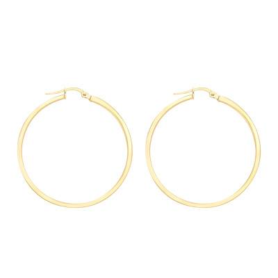 Créoles Tube Rectangulaire en Or Jaune 375, Diamètre 30 mm - Emanessence