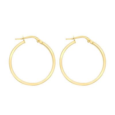 Créoles Tube Rectangulaire en Or Jaune 375, Diamètre 23,50 mm - Emanessence
