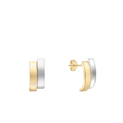 Boucles d'oreilles Asymétriques Incurvées en 2 Ors 375 - Emanessence