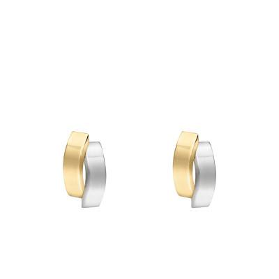 Asymmetric Curved Earrings in 2-Color 375/1000 Gold - Emanessence