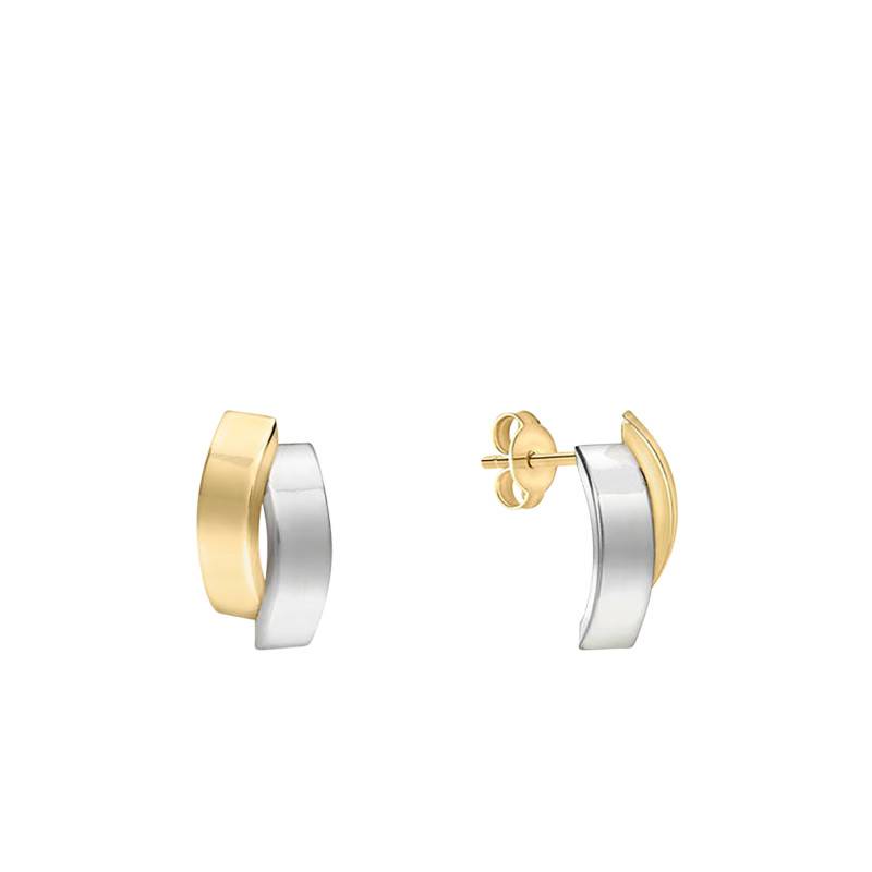 Asymmetric Curved Earrings in 2-Color 375/1000 Gold - Emanessence