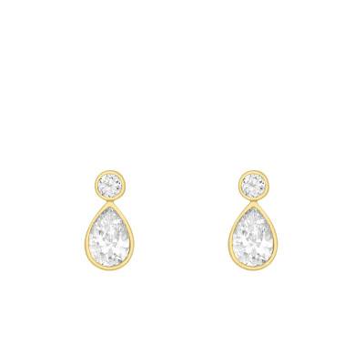 Boucles d'oreilles Gouttes d'Eau en Or Jaune 375 & Oxydes de Zirconium Blancs - Emanessence