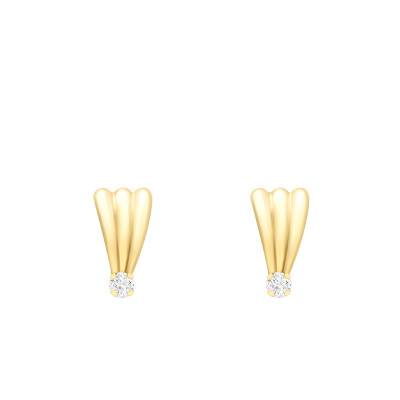 Boucles d'oreilles Éventails en Or Jaune 375 & Oxydes de Zirconium Blancs - Emanessence