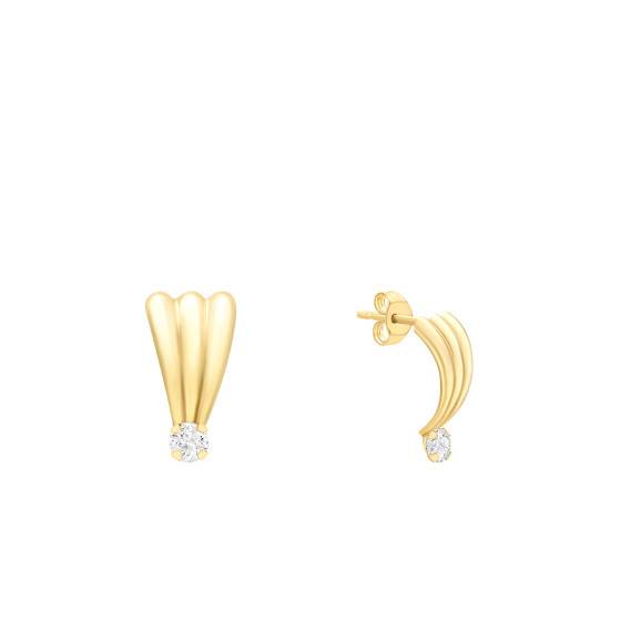 Boucles D'oreilles Zircones Doubles Avec Chaîne - Tres.Or - Acier Inoxydable - Neuf