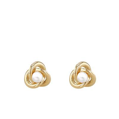 Boucles d'oreilles Petits Noeuds en Or Jaune 375 & Perles d'Eau Douce - Emanessence