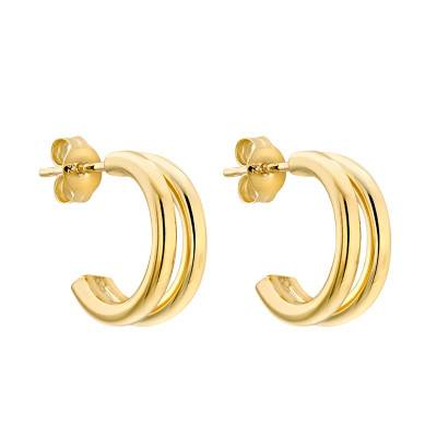Boucles d'oreilles Double Tube en Or Jaune 375 - Emanessence
