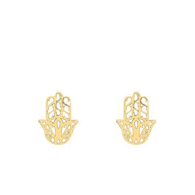 Boucles d'oreilles Main de Fatma Filigrane en Or Jaune 375 - Emanessence