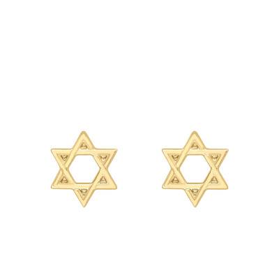 Boucles d'oreilles Etoile de David en Or Jaune 375 - Emanessence
