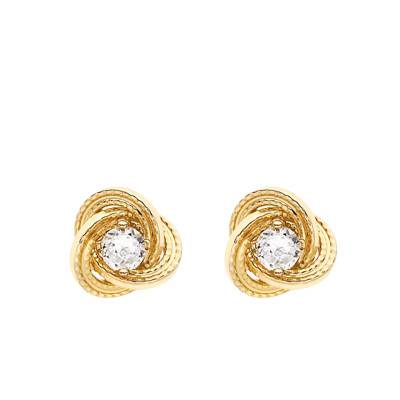 Boucles d'oreilles Tourbillon Texturées en Or Jaune 375 & Zircones - Emanessence