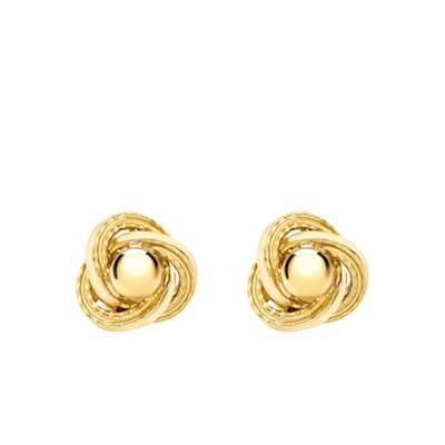 Boucles d'oreilles Noeud Texturées, 8 mm, Or Jaune 375 - Emanessence