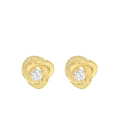 Boucles d'oreilles Tourbillon Texturées 7 mm en Or Jaune 375 & Zircones - Emanessence