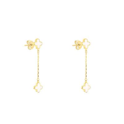 Boucles d'oreilles Trèfle & Nacres en Or Jaune 375 - Emanessence