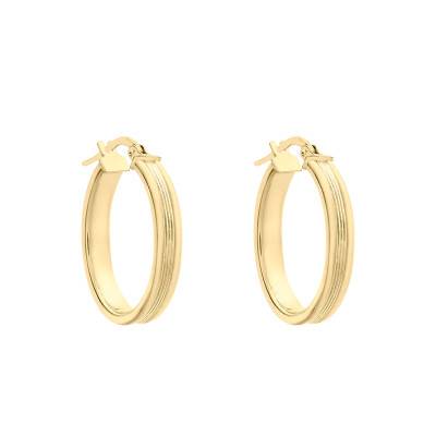 Créoles Ovales à Motifs en Or Jaune 375 - Emanessence