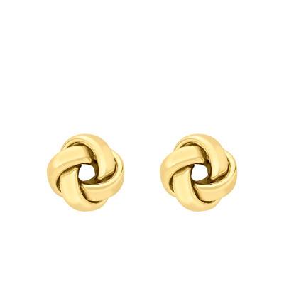 Boucles d'oreilles Nœud Tube Rectangulaire Bombé en Or Jaune 375 - Emanessence