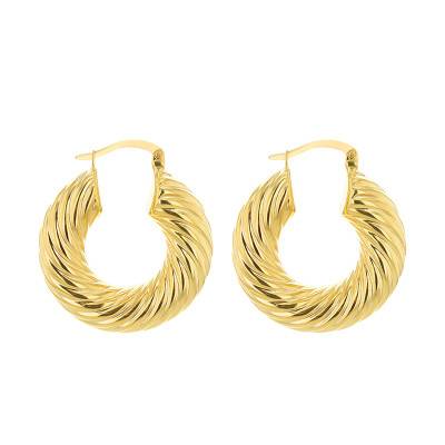 Twisted Hoop Earrings in 375 Yellow Gold, 25 mm Diameter - Emanessence
