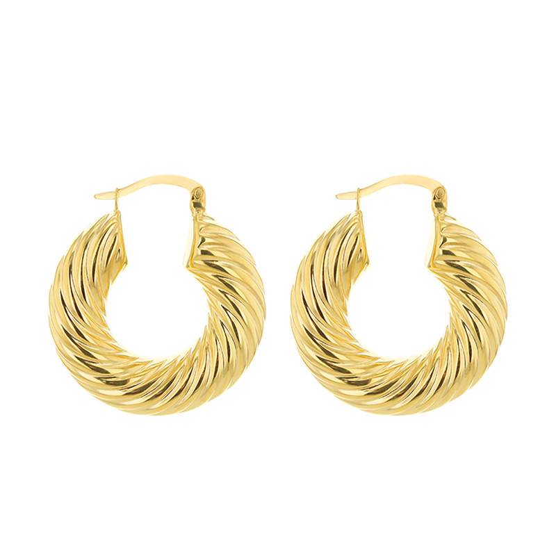 Twisted Hoop Earrings in 375 Yellow Gold, 25 mm Diameter - Emanessence