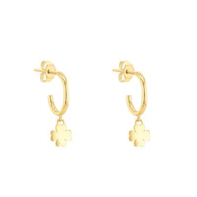 Boucles d'Oreilles Trèfle en Or Jaune 375 - Emanessence