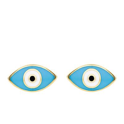 Boucles d'oreilles Oeil en Or Jaune 375 & Email - Emanessence