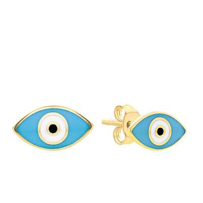 Boucles d'oreilles Oeil en Or Jaune 375 & Email - Emanessence