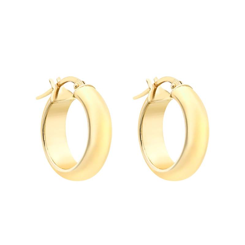 375 Yellow Gold Round Hoop Earrings, 19 mm Diameter - Emanessence