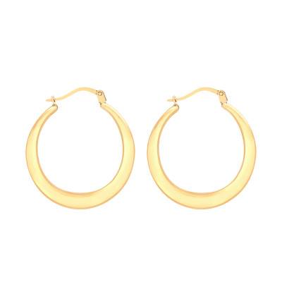 Créoles Rondes Plates en Or Jaune 375, Diamètre 24 mm - Emanessence