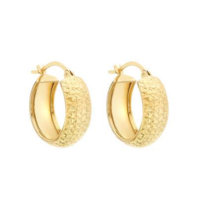 Diamond-Cut Hoop Earrings in 375/1000 Yellow Gold, 22 mm Diameter - Emanessence