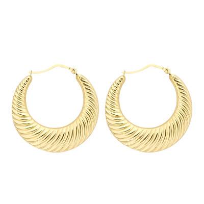 Créoles Côtelées en Or Jaune 375, Diamètre 33 mm - Emanessence
