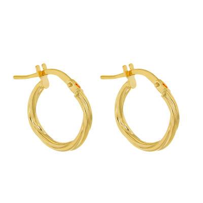 Twisted Hoop Earrings in 375 Yellow Gold, 13.50 mm Diameter - Emanessence