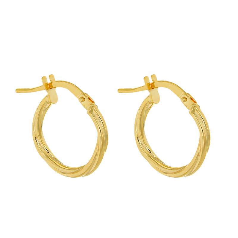 Twisted Hoop Earrings in 375 Yellow Gold, 13.50 mm Diameter - Emanessence