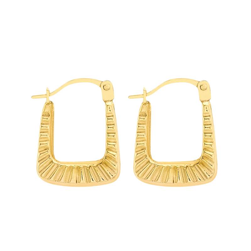 Ribbed Hoop Earrings in 375/1000 Yellow Gold - Emanessence
