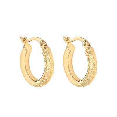 Créoles Diamantées en Or Jaune 375, Diamètre 15 mm - Emanessence