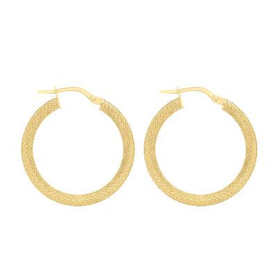 Créoles Texturées en Or Jaune 375, Diamètre 25 mm - Emanessence