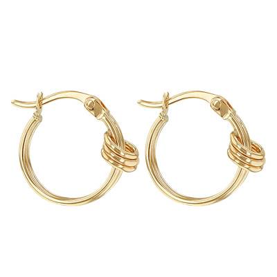 Créoles Double Noeud en Or Jaune 375, Diamètre 15 mm - Emanessence