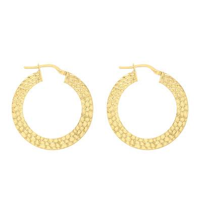 375 Yellow Gold Reptile Hoop Earrings, Diameter 27.50 mm - Emanessence