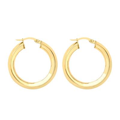 Créoles Tube Carré en Or Jaune 375, Diamètre 27 mm - Emanessence