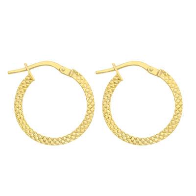 Créoles Cobra en Or Jaune 375, Diamètre 15 mm - Emanessence