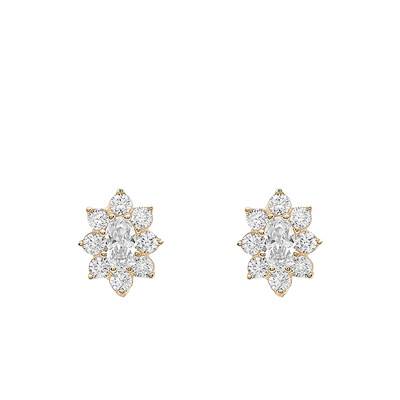 Boucles d'oreilles Fleur en Or Jaune 375 & Oxydes de Zirconium Blancs - Emanessence