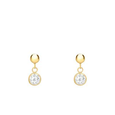 Boucles d'oreilles Pendantes en Or Jaune 375 & Oxydes de Zirconium Blancs - Emanessence