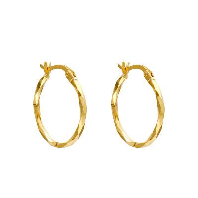 Faceted Hoop Earrings in 375 Yellow Gold, 16 mm Diameter - Emanessence