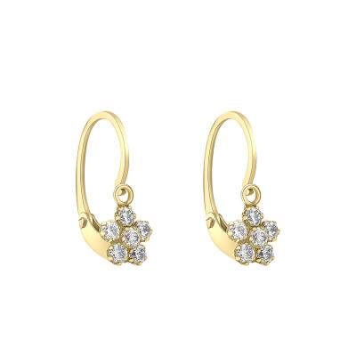 375 Yellow Gold & Cubic Zirconia Flower Earrings - Emanessence