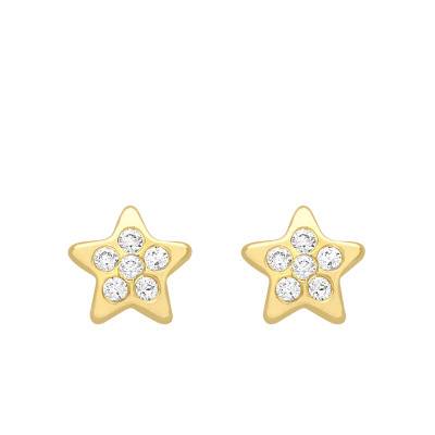 Boucles d'oreilles Etoiles en Or Jaune 375 & Oxydes de Zirconium Blancs - Emanessence