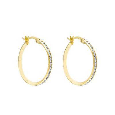 Créoles en Or Jaune 375 & Oxydes de Zirconium, Diamètre 20 mm - Emanessence