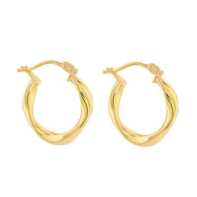 Wave Hoop Yellow Gold 375 Earrings - Emanessence
