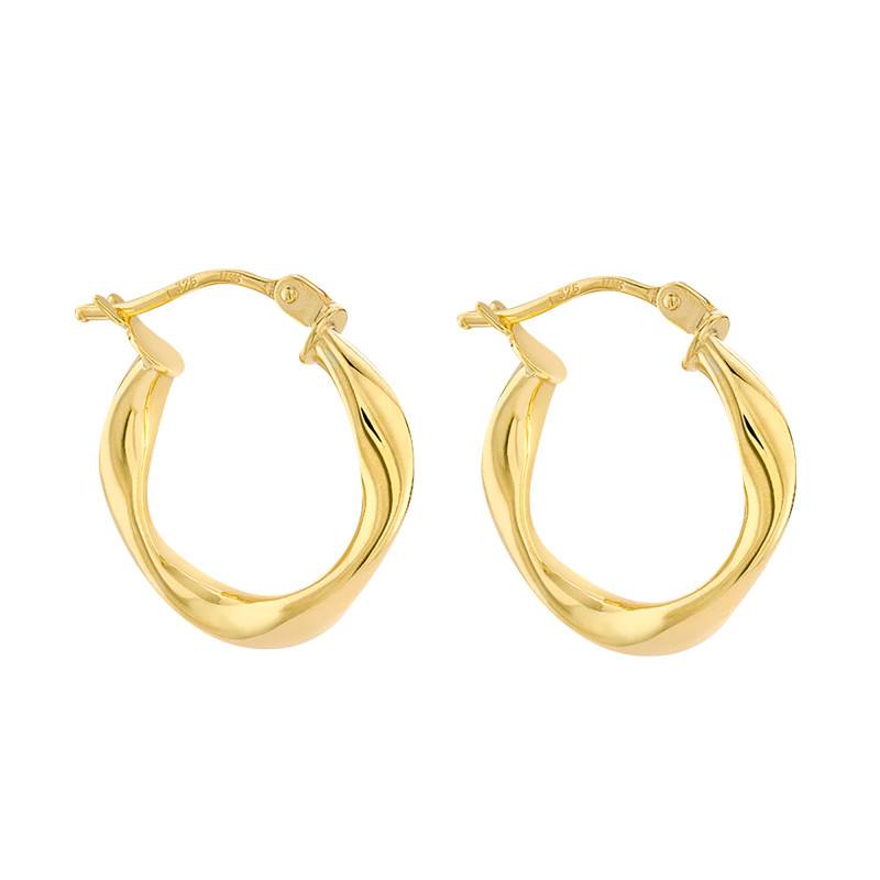 Wave Hoop Yellow Gold 375 Earrings - Emanessence