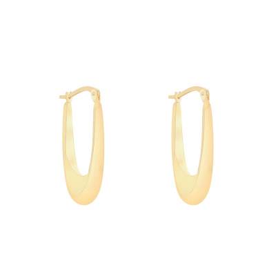 Yellow Gold 375 Elongated Hoop Earrings - Emanessence