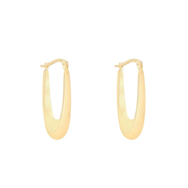 Yellow Gold 375 Elongated Hoop Earrings - Emanessence