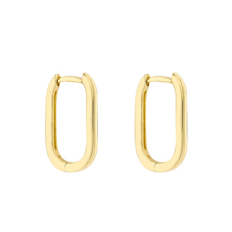 375 Yellow Gold Polished Rectangular Hoop Earrings - Emanessence
