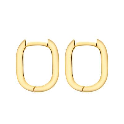 Rounded Rectangular Hoop Yellow Gold 375 Earrings - Emanessence